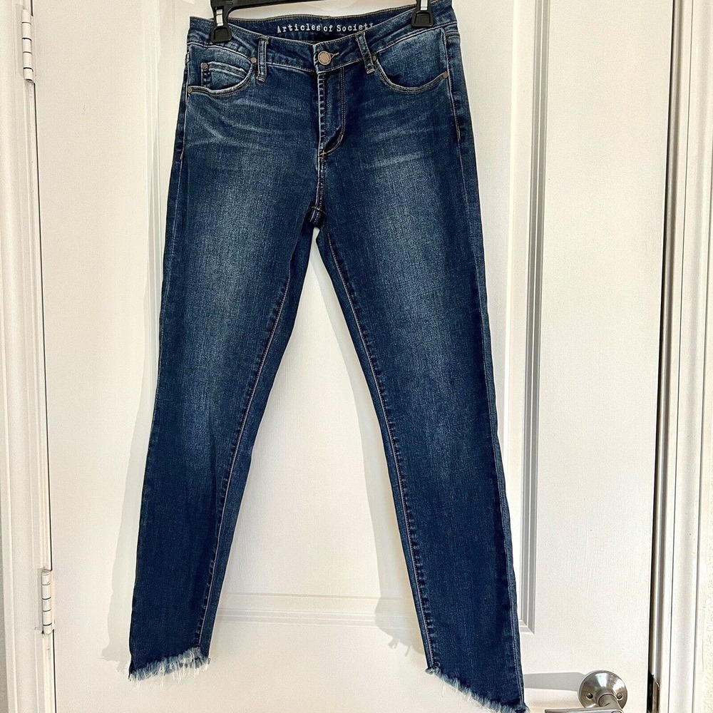 Articles Of Society Jeans Size 27 Skinny Straight Leg Ankle Distressed Mid Rise